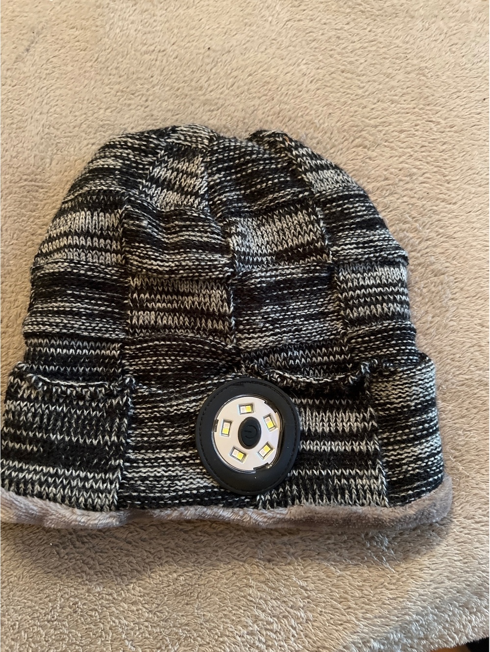 Reversible LED Light-Up Winter Beanie Hat with Fleece Lining